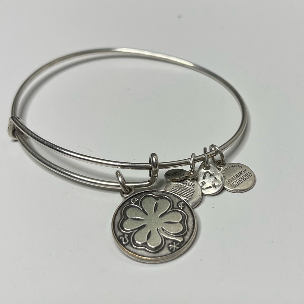 Alex and Ani silver clover lucky bangle
